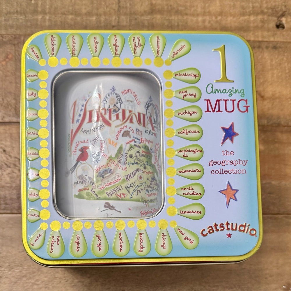 NWT Virginia Catstudio Geography Collection Mug